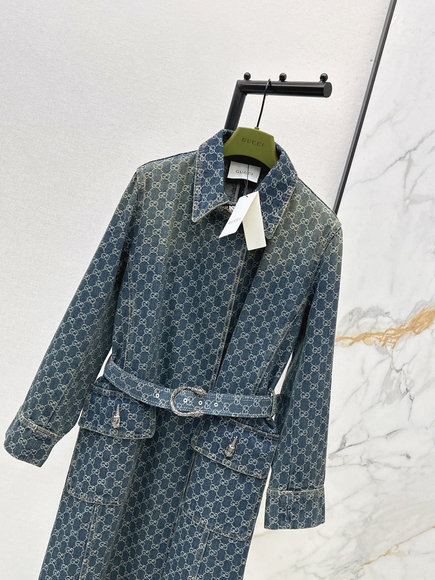 26SS NEW logo jacquard denim long coat