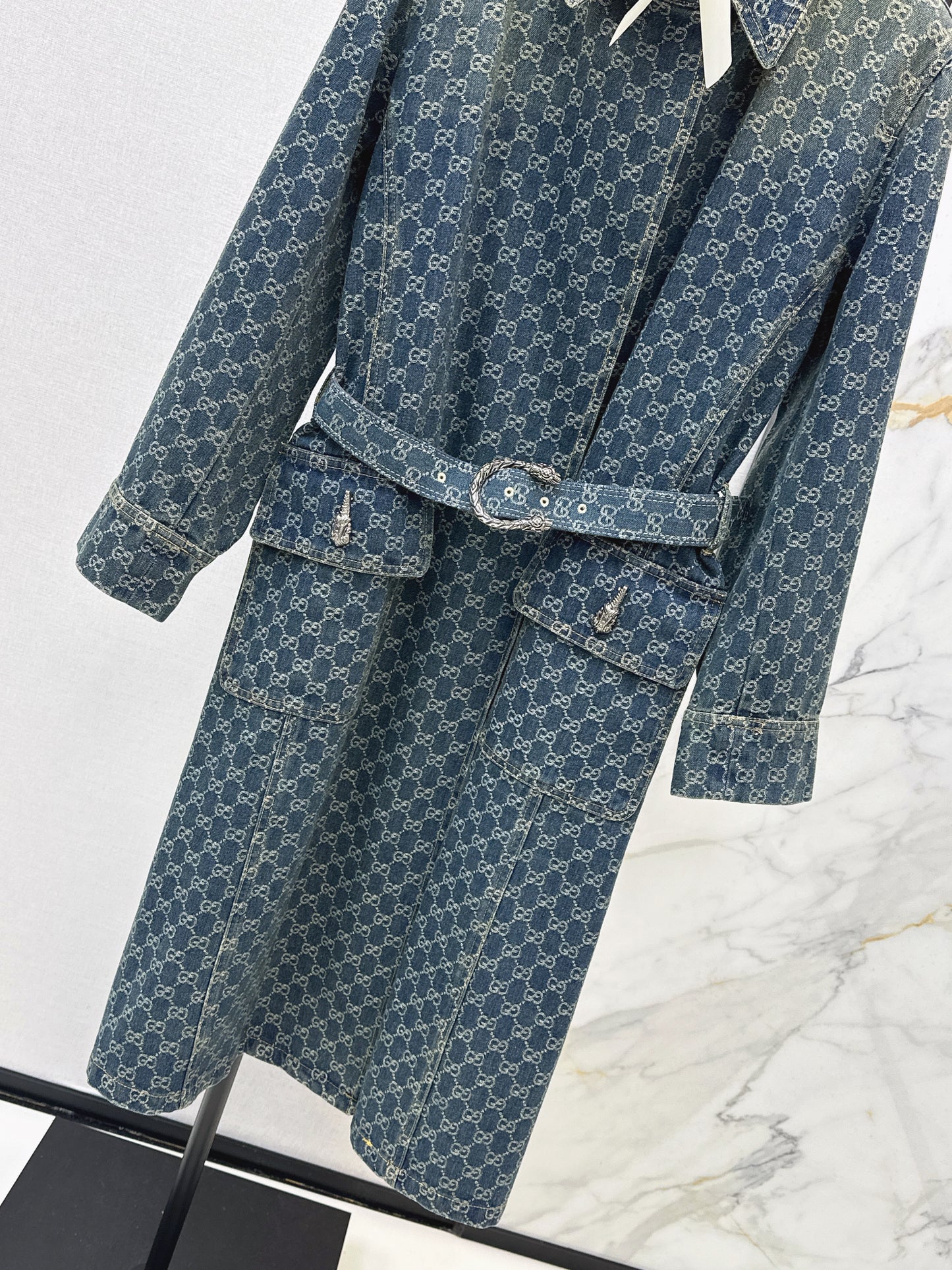 26SS NEW logo jacquard denim long coat
