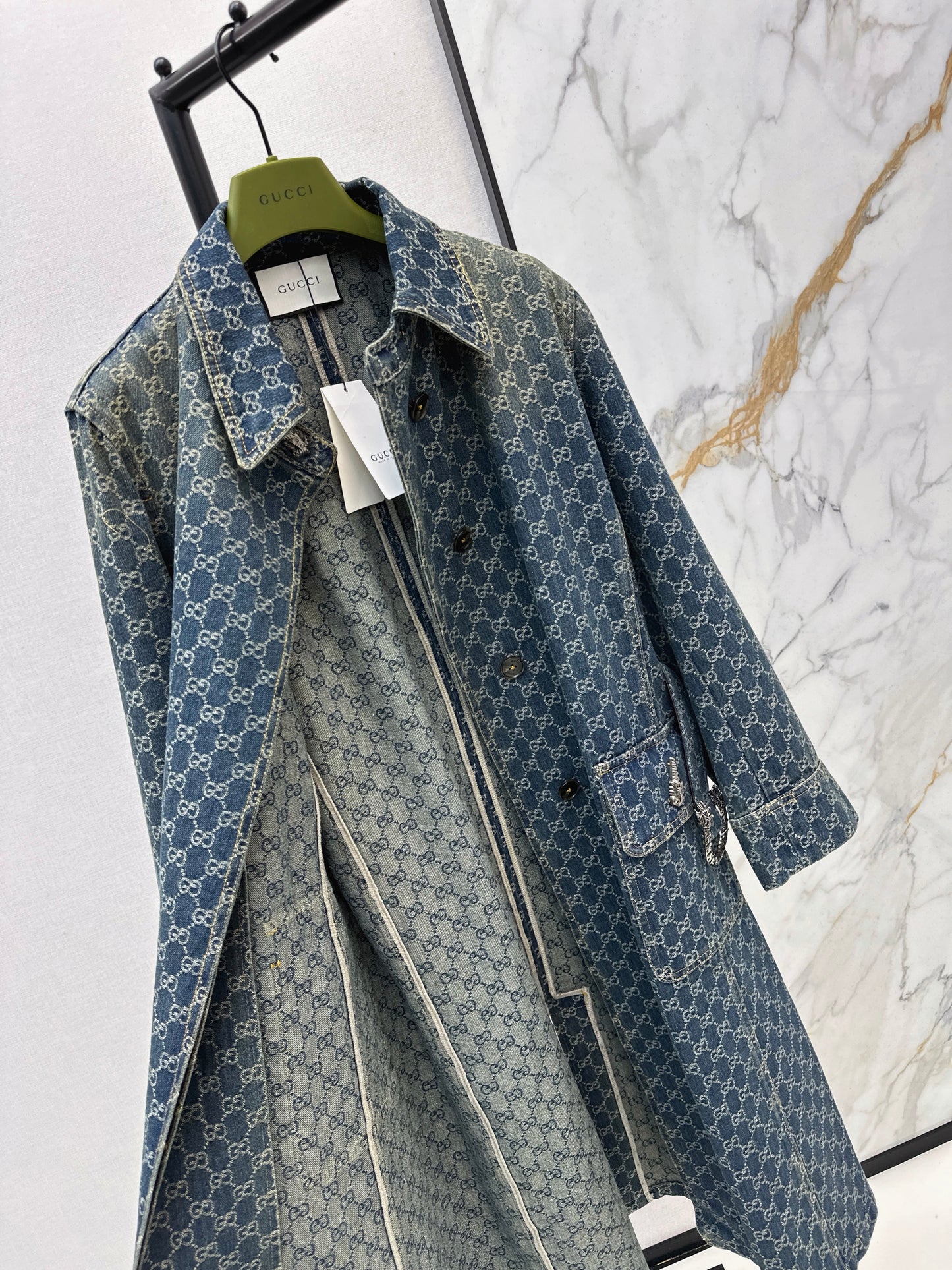 26SS NEW logo jacquard denim long coat