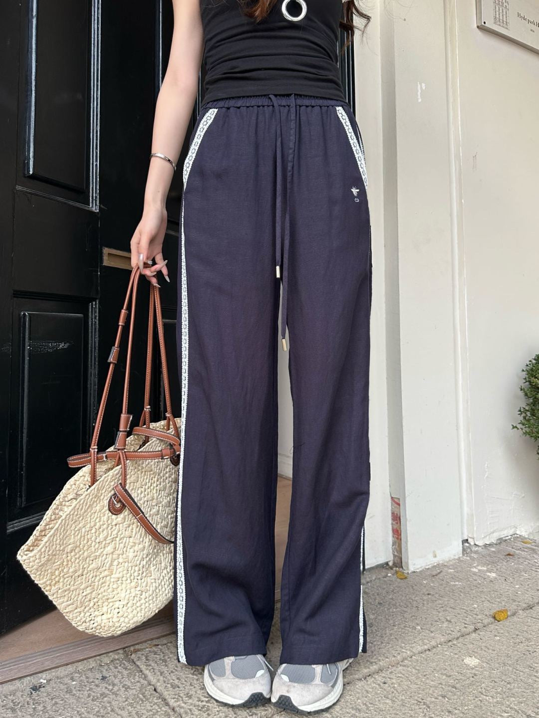 26SS NEW Lace decorated straight trousers