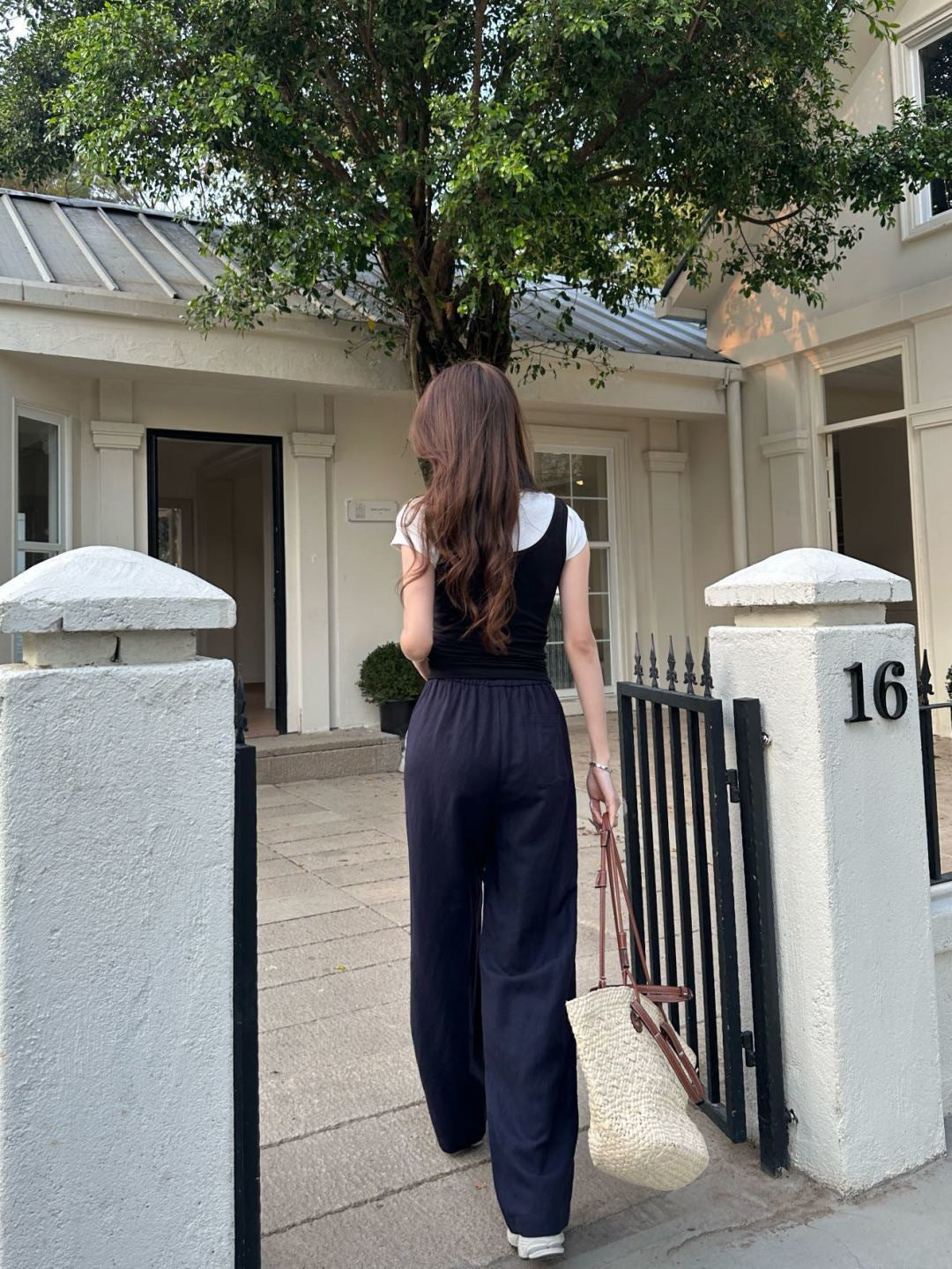 26SS NEW Lace decorated straight trousers