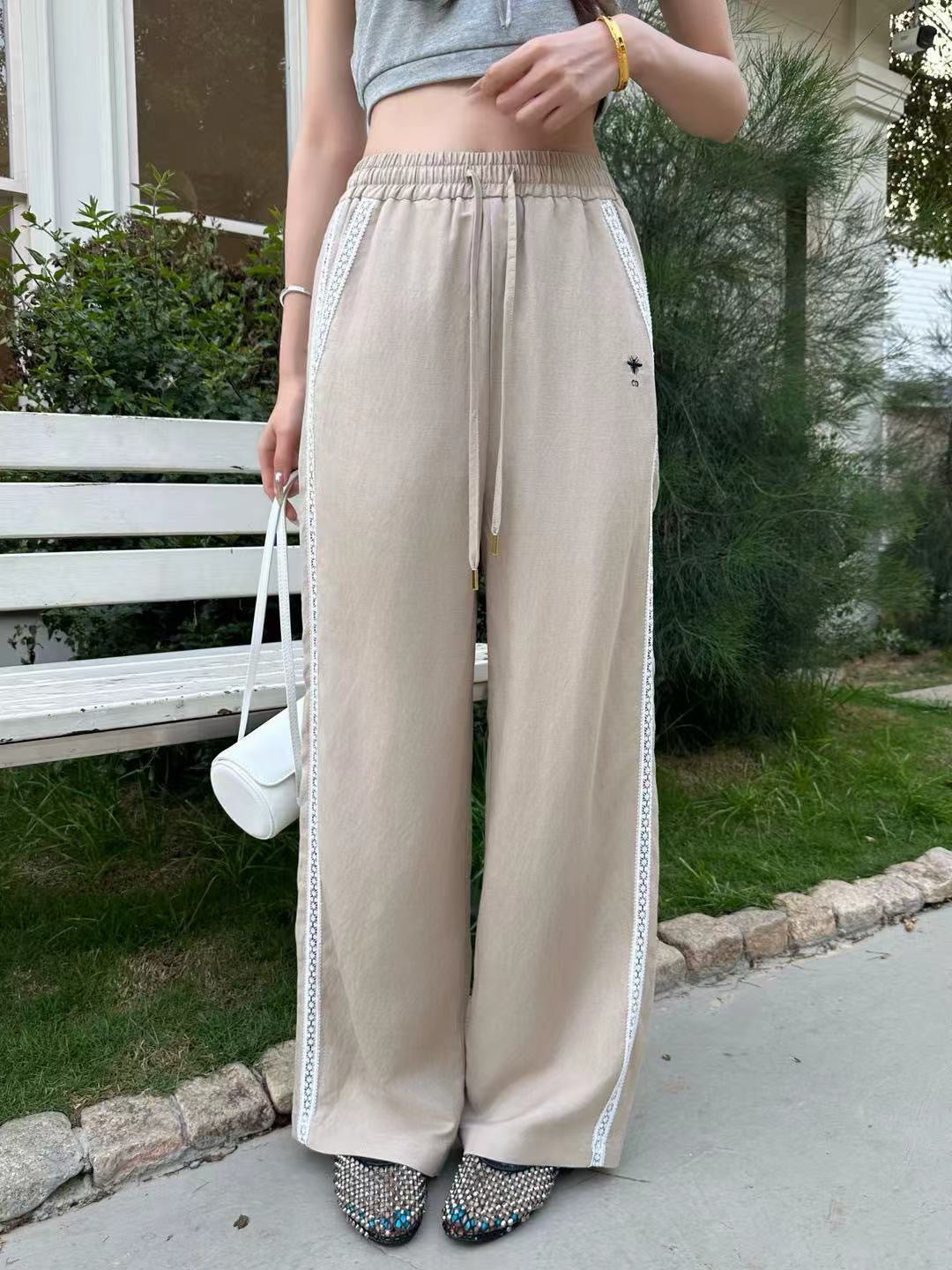 26SS NEW Lace decorated straight trousers