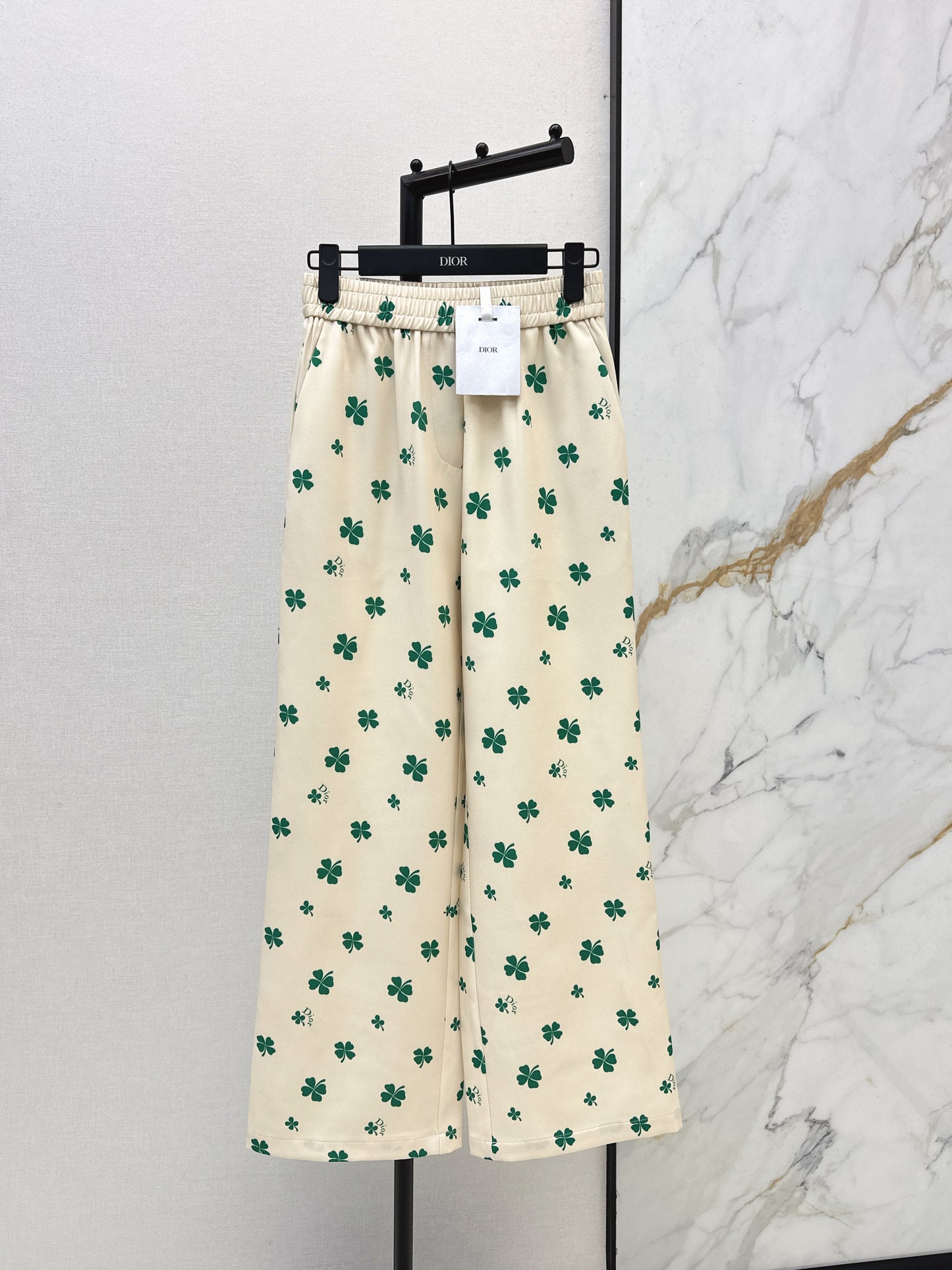 26SS NEW Lucky four-leaf clover printed straight pants
