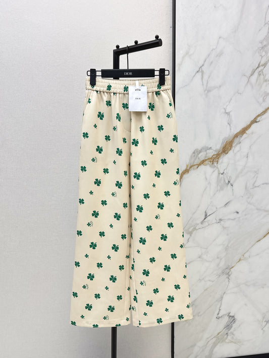 26SS NEW Lucky four-leaf clover printed straight pants