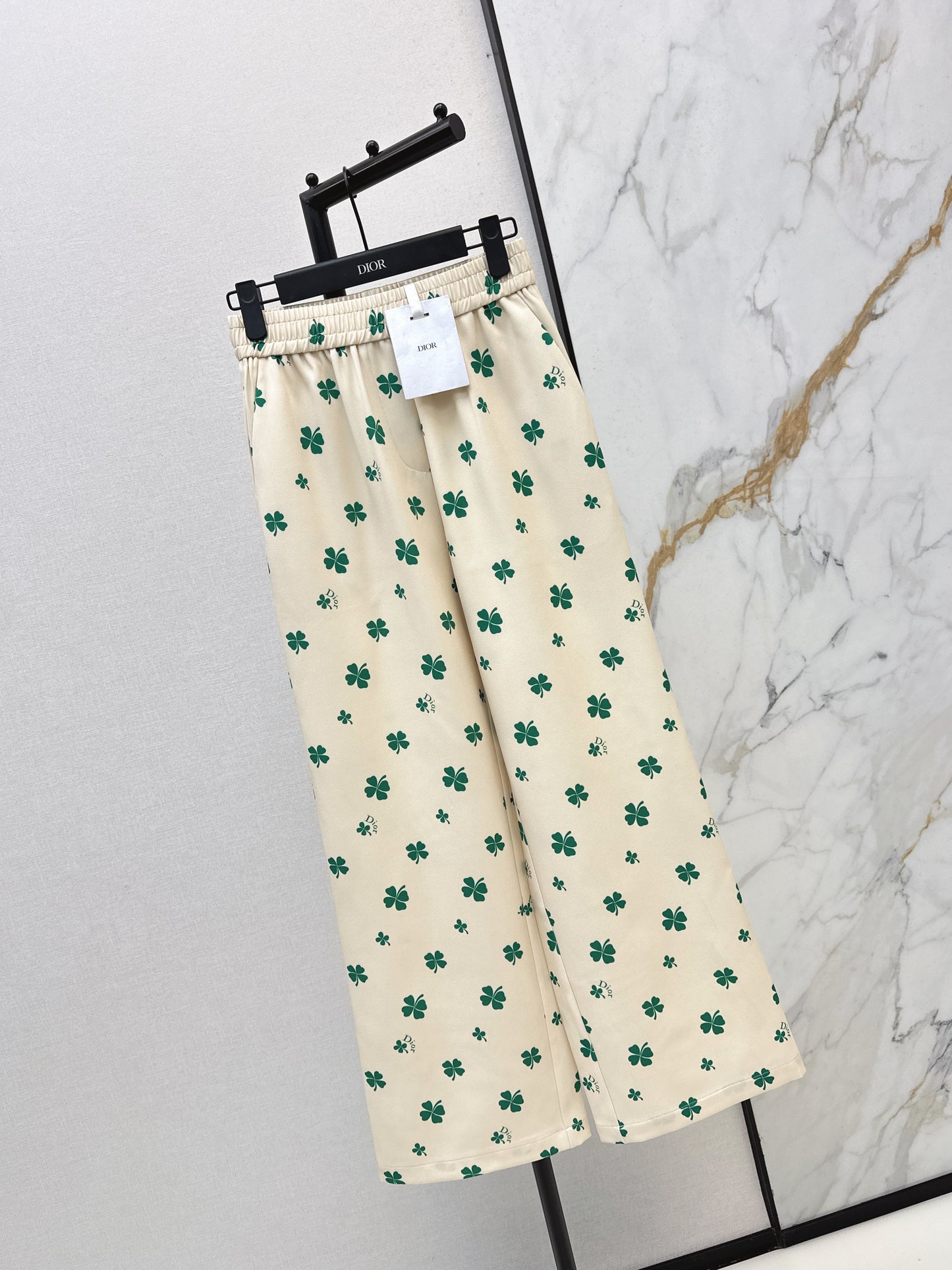 26SS NEW Lucky four-leaf clover printed straight pants
