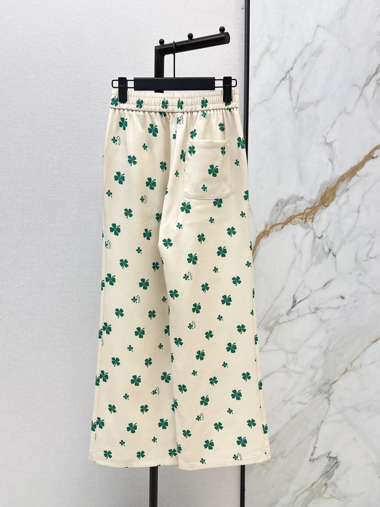26SS NEW Lucky four-leaf clover printed straight pants