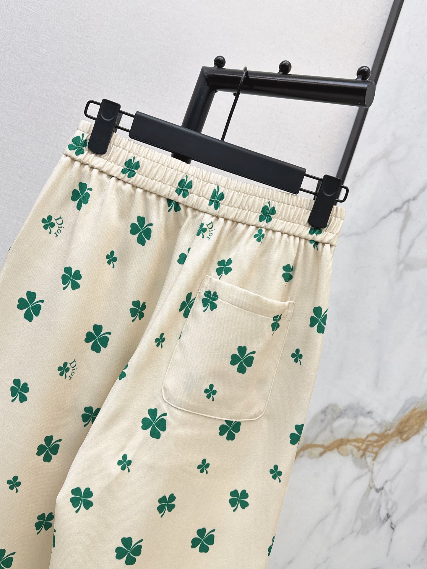 26SS NEW Lucky four-leaf clover printed straight pants