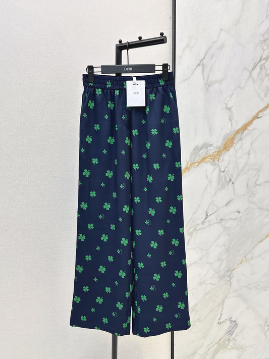 26SS NEW Lucky four-leaf clover printed straight pants
