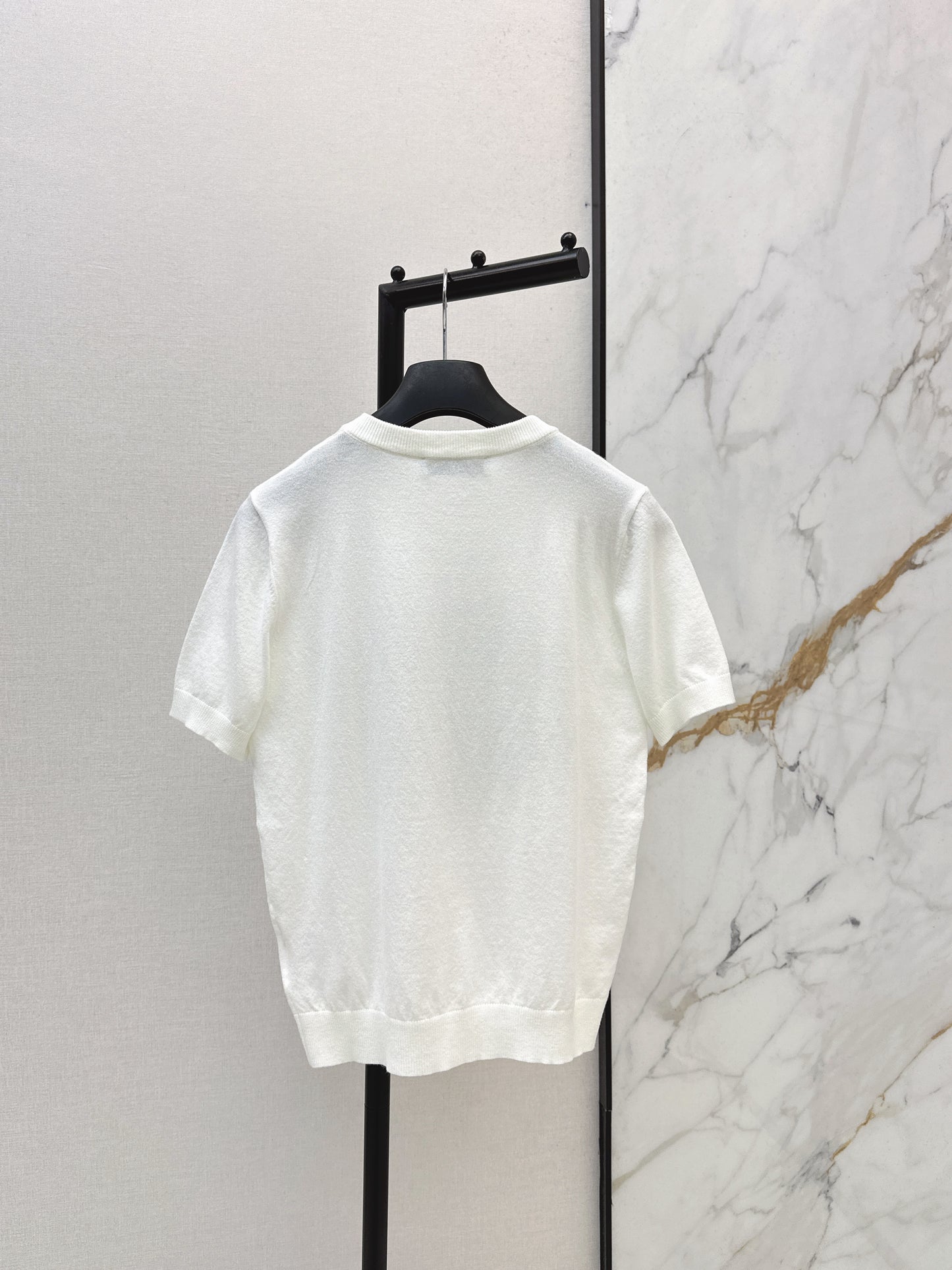 26SS NEUER Glücks-Kleeblatt-Strickpullover mit kurzen Ärmeln