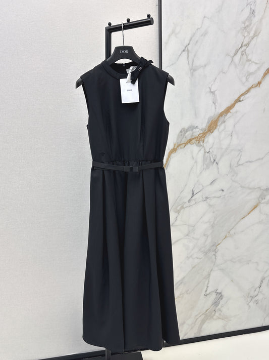 26SS NEW Bow-embellished long sleeveless dress
