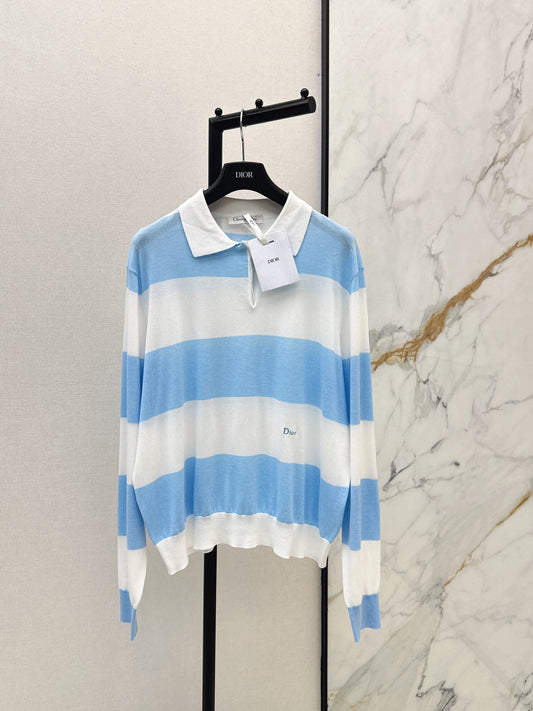 26SS NEW Striped Contrast Color Long Sleeve POLO Shirt