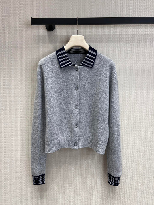 26SS NEW Striped patchwork knitted cardigan