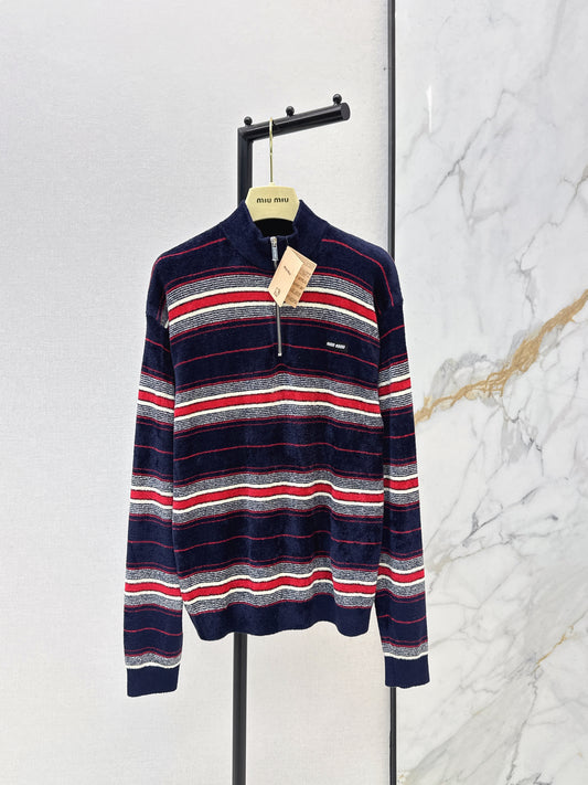 26SS NEW Flannel half-zip striped sweater