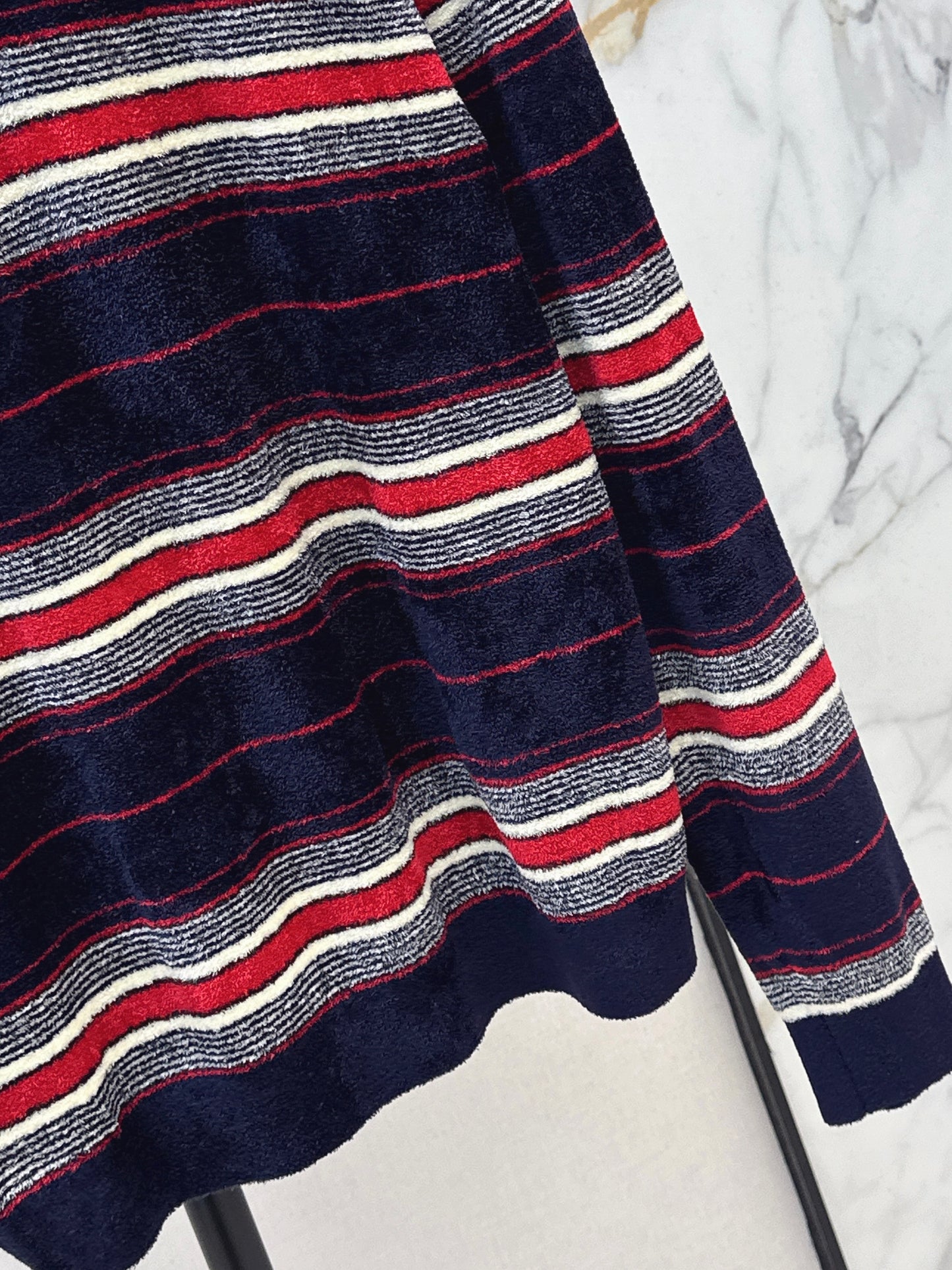 26SS NEUER Flanell-Halbreißverschluss-Streifenpullover