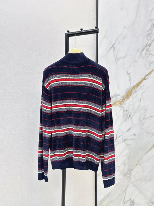 26SS NEW Flannel half-zip striped sweater