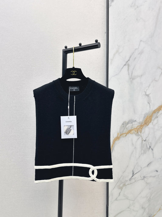 26SS NEW logo contrasting color jacquard decorative knitted vest