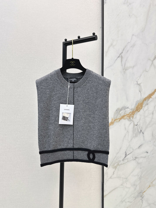 26SS NEW logo contrasting color jacquard decorative knitted vest
