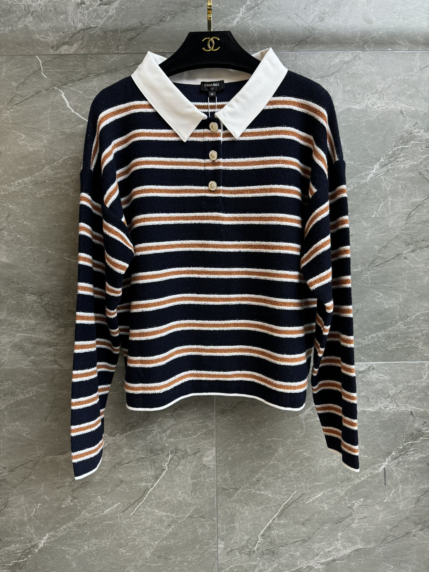 🔥Höchste Qualität🔥26SS NEUES gestreiftes Langarm-Poloshirt aus Strick