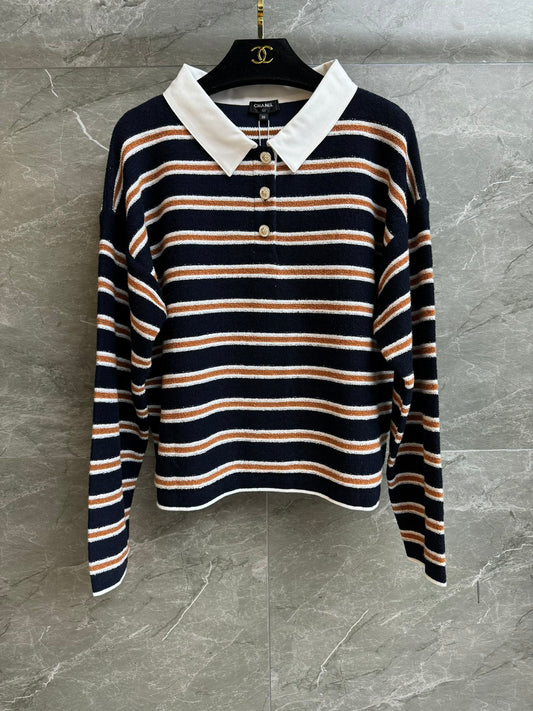 🔥Highest Quality🔥26SS NEW Striped knitted long-sleeved Polo shirt