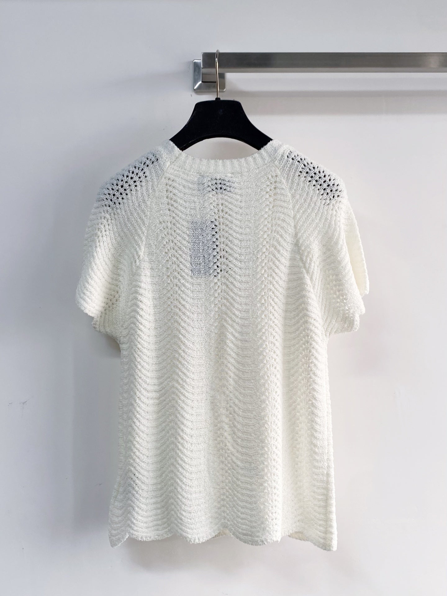 26SS NEU Hohl gestricktes Kurzarm-Oberteil