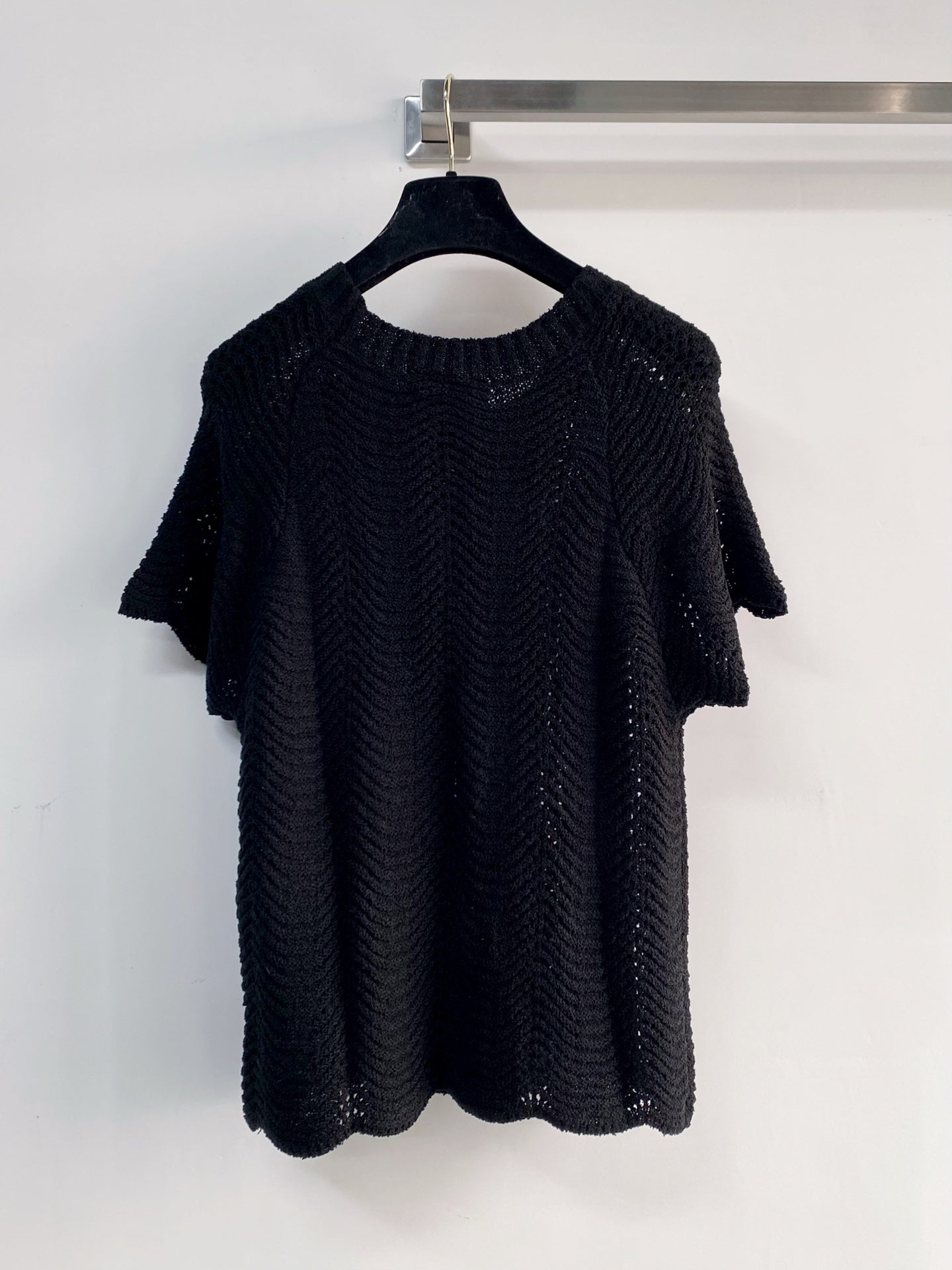 26SS NEU Hohl gestricktes Kurzarm-Oberteil