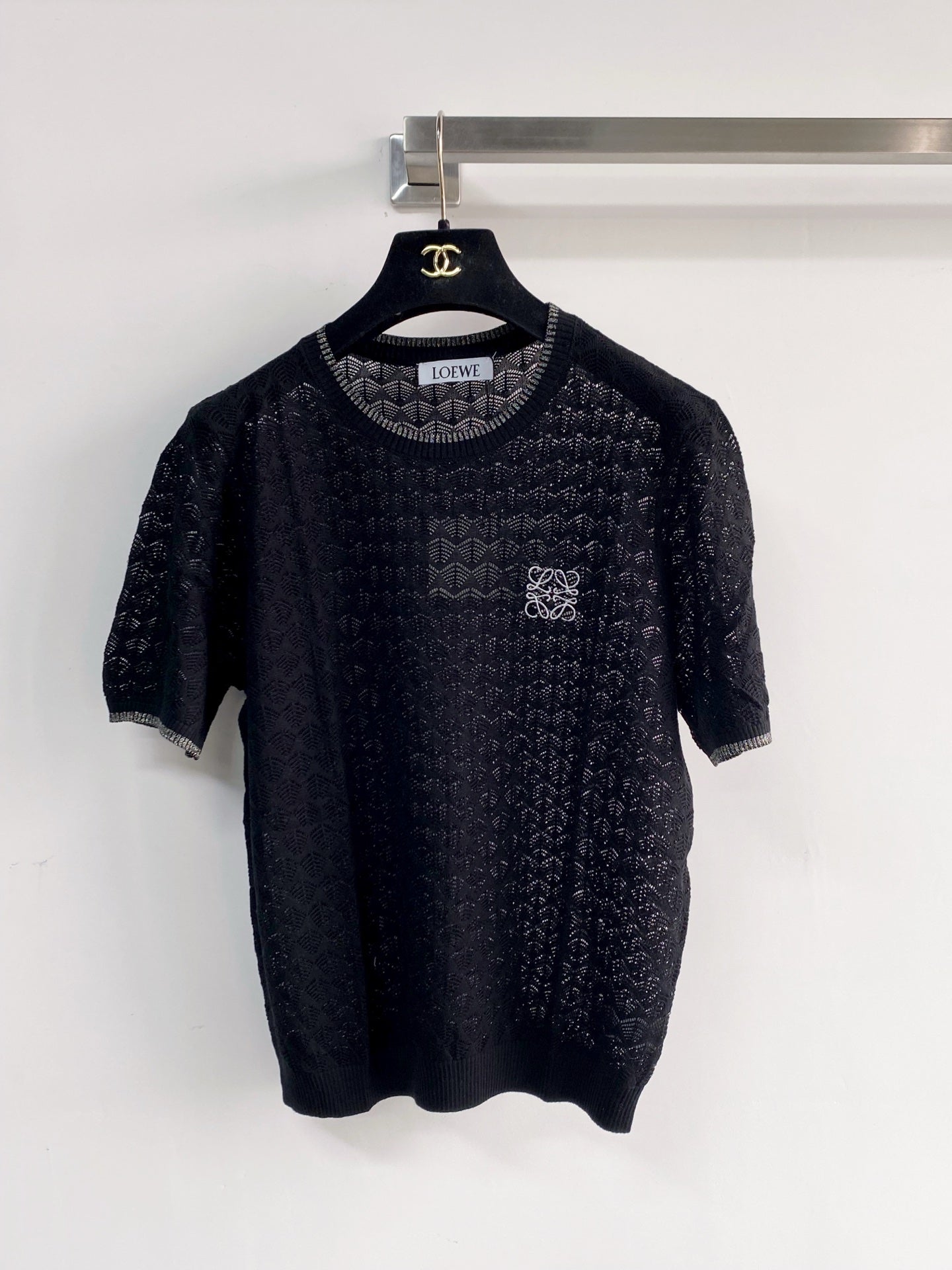 26SS NEW Feather feather hollow knitted short sleeves