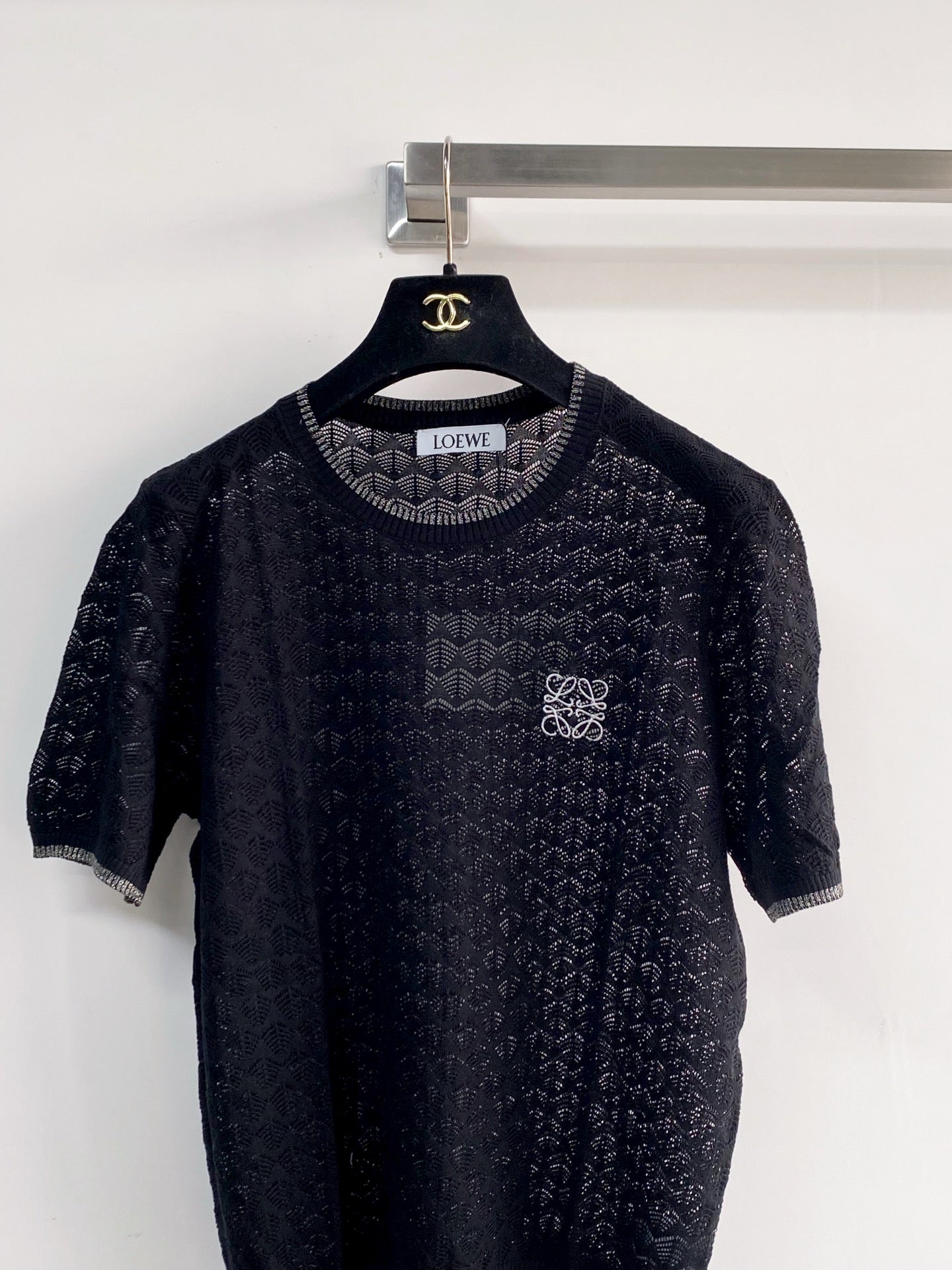 26SS NEW Feather feather hollow knitted short sleeves