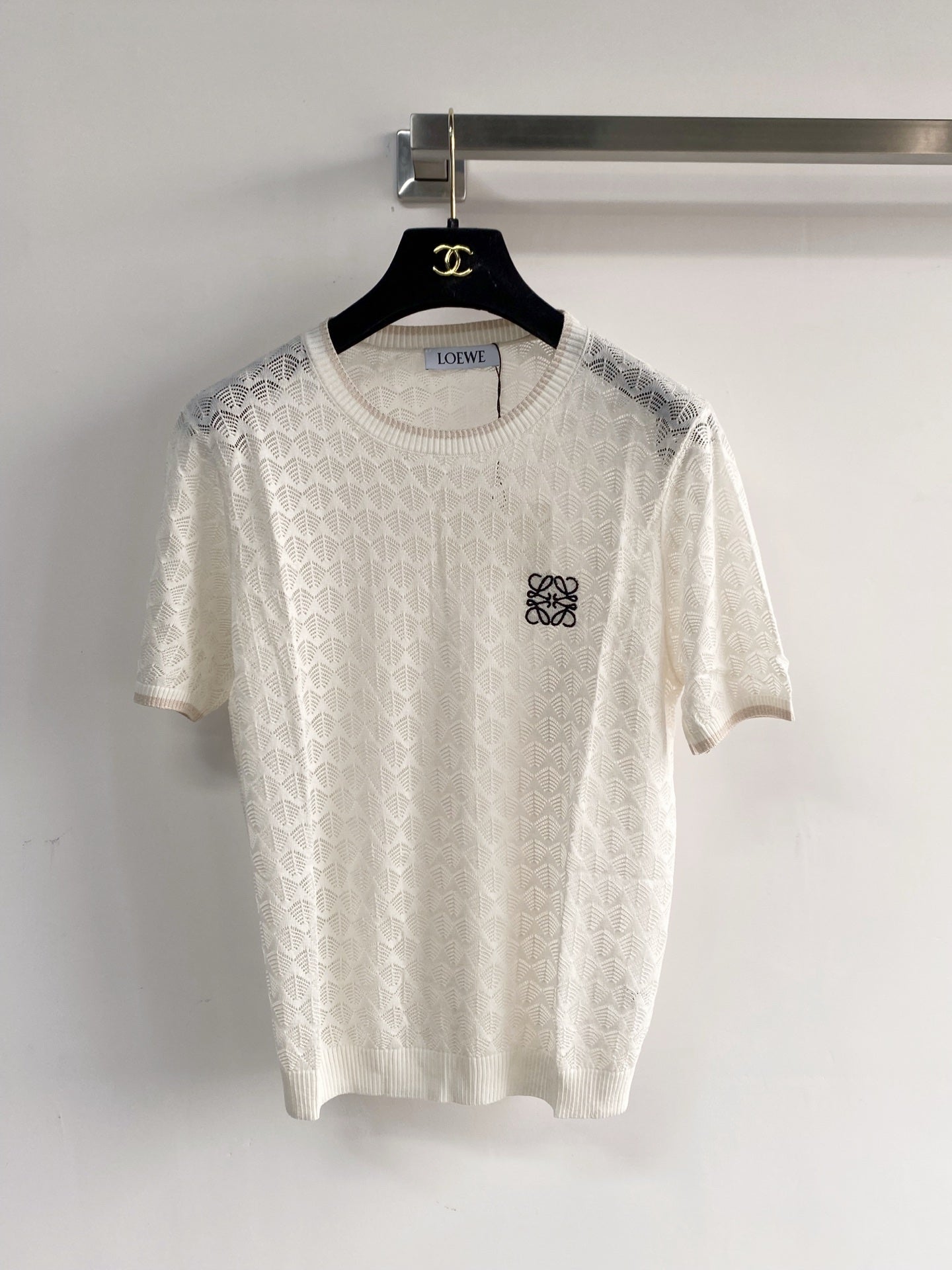 26SS NEW Feather feather hollow knitted short sleeves