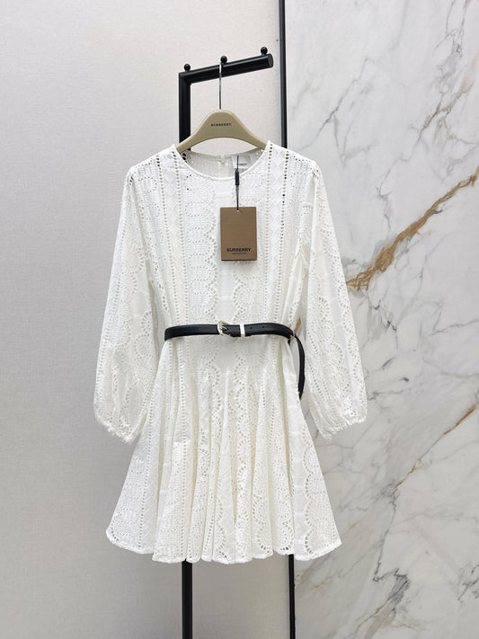 26SS NEW Heavy embroidery umbrella-shaped large skirt dress