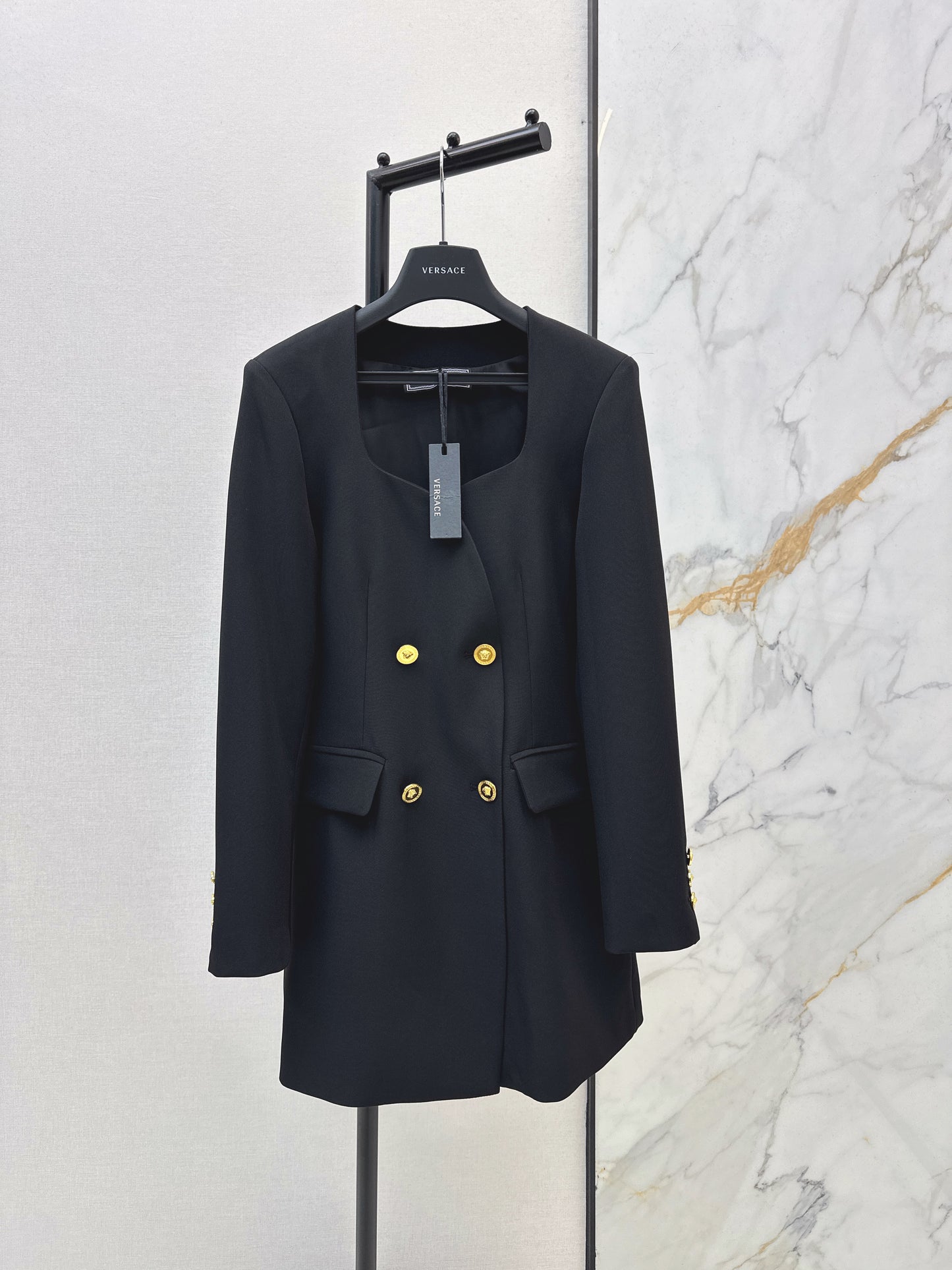 26SS NEW Sweetheart neckline double-breasted dress