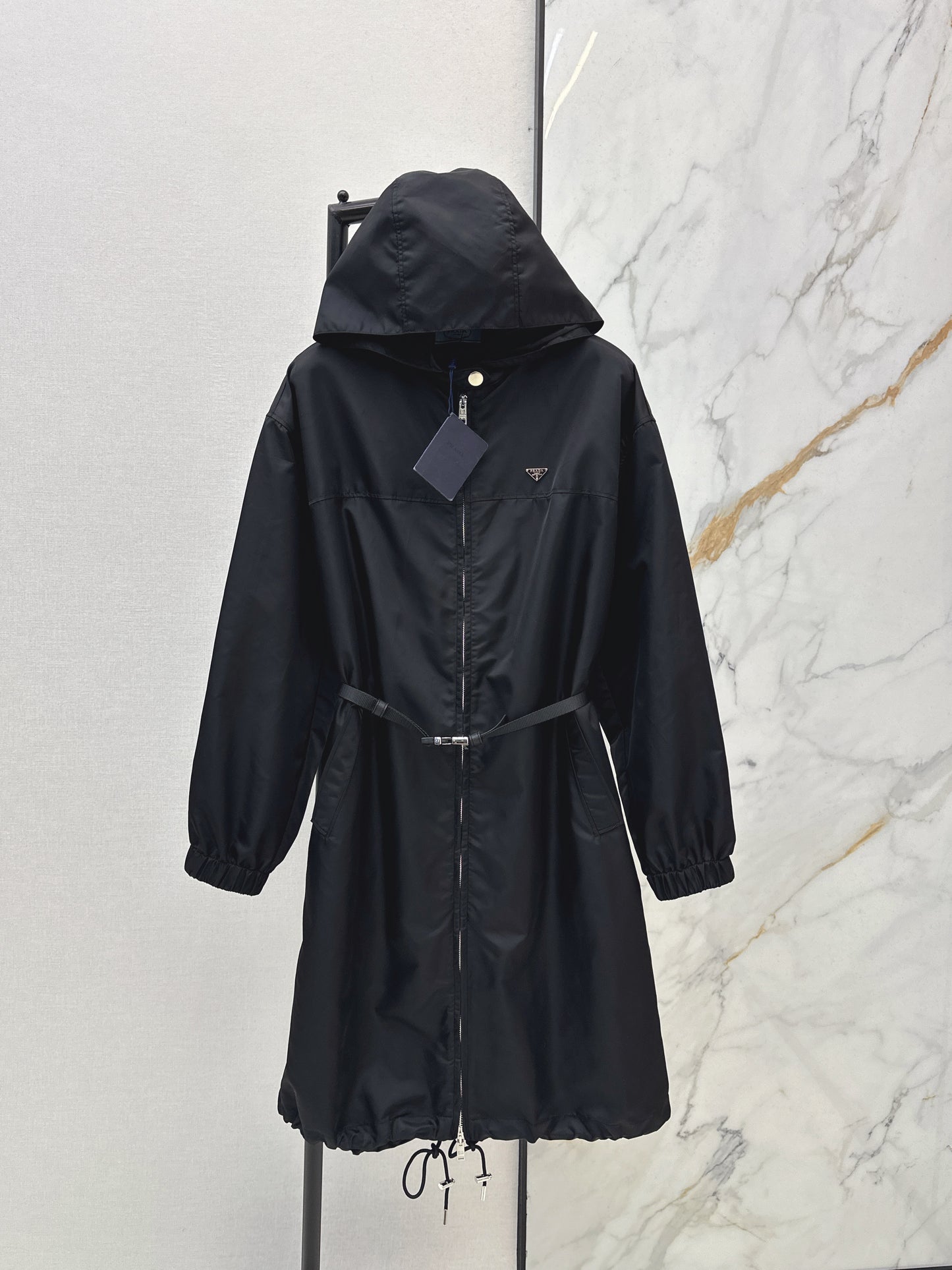 26SS NEW Nylon zipper hooded long jacket