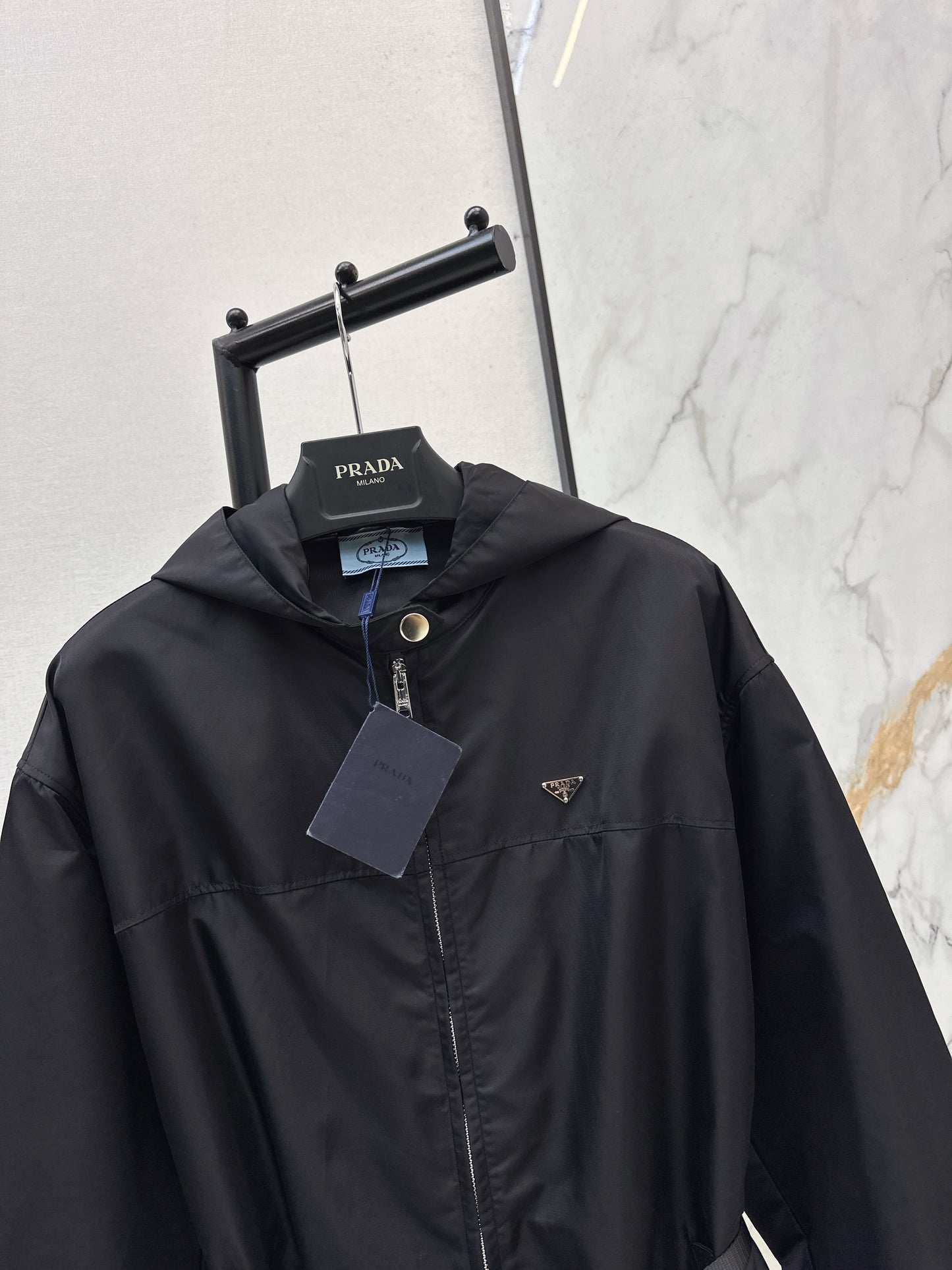 26SS NEW Nylon zipper hooded long jacket