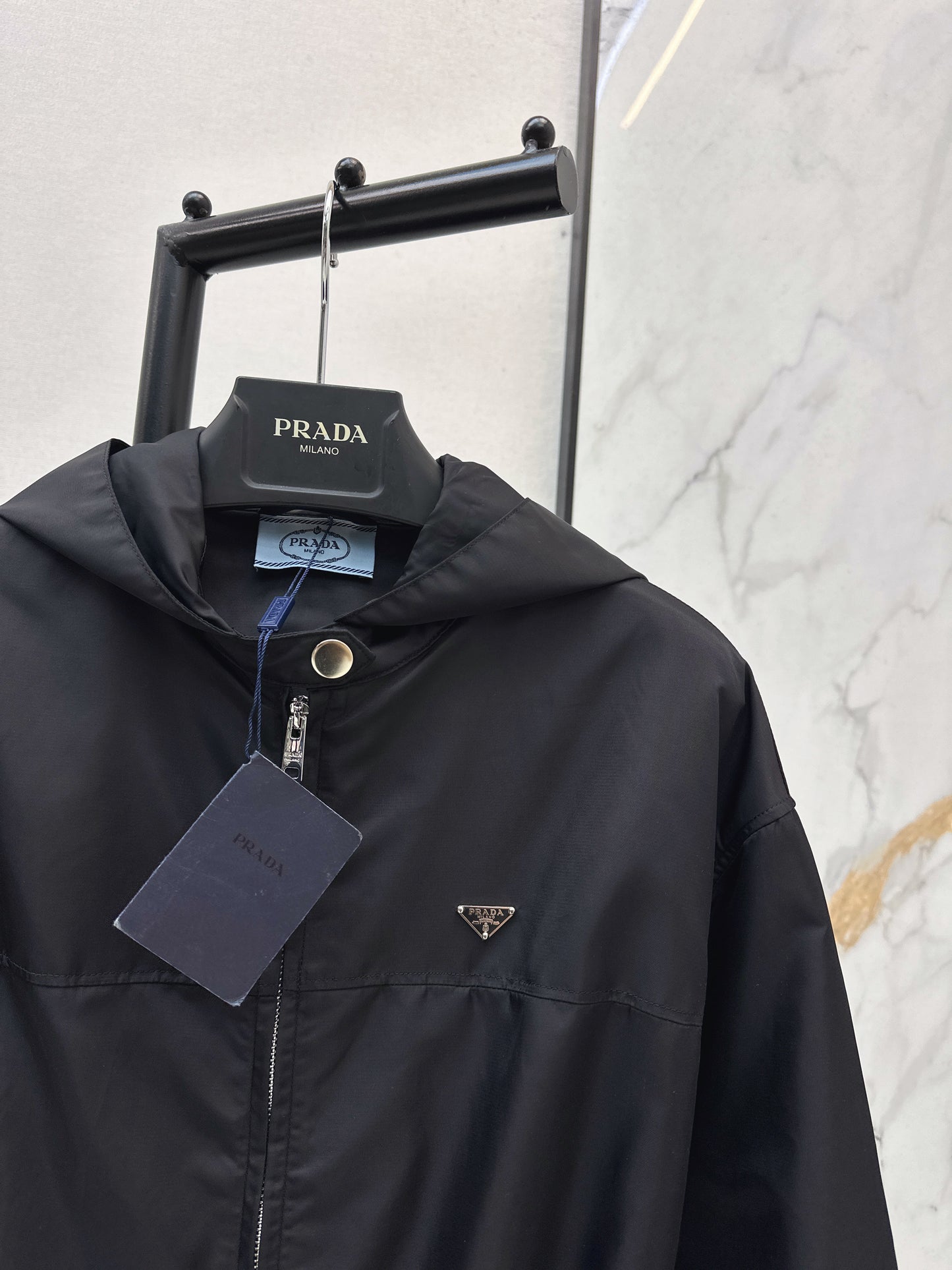 26SS NEW Nylon zipper hooded long jacket