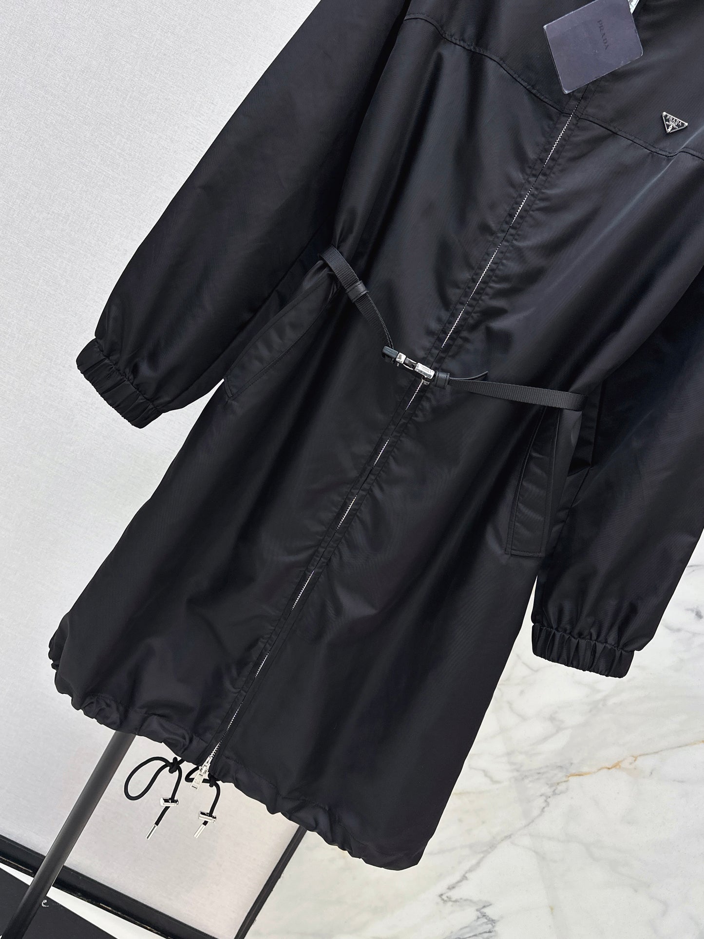 26SS NEW Nylon zipper hooded long jacket