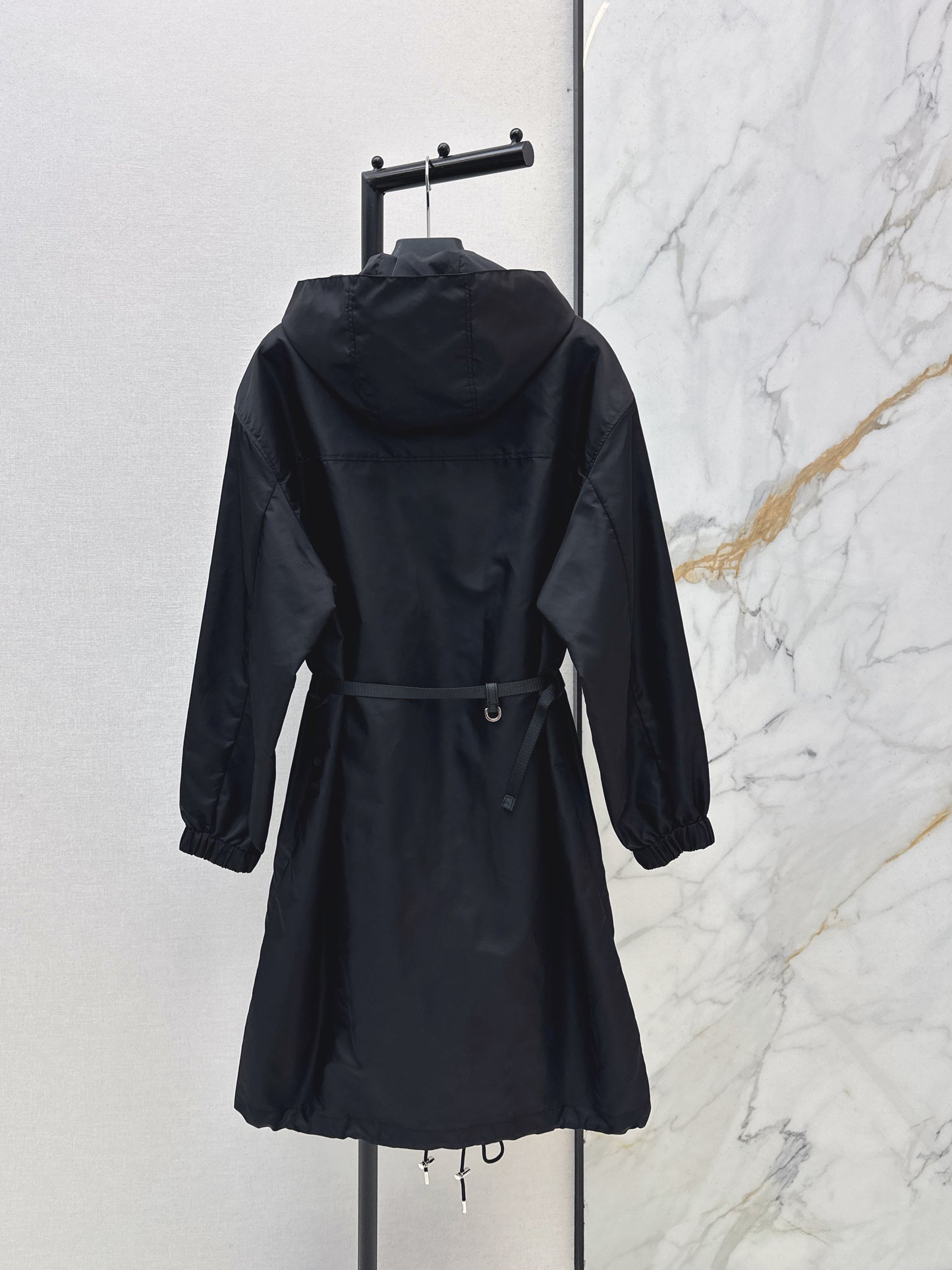 26SS NEW Nylon zipper hooded long jacket
