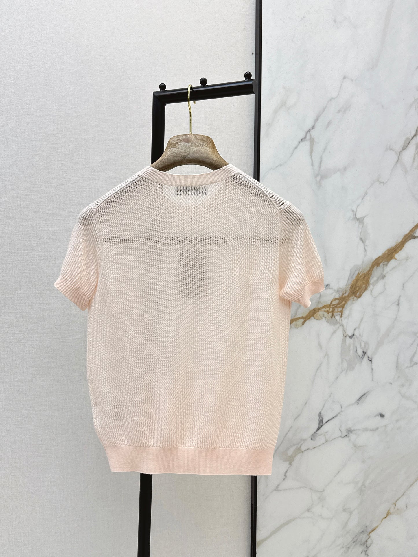 26SS NEW Hollow round neck age-reducing pink sweater