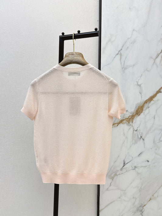 26SS NEW Hollow round neck age-reducing pink sweater