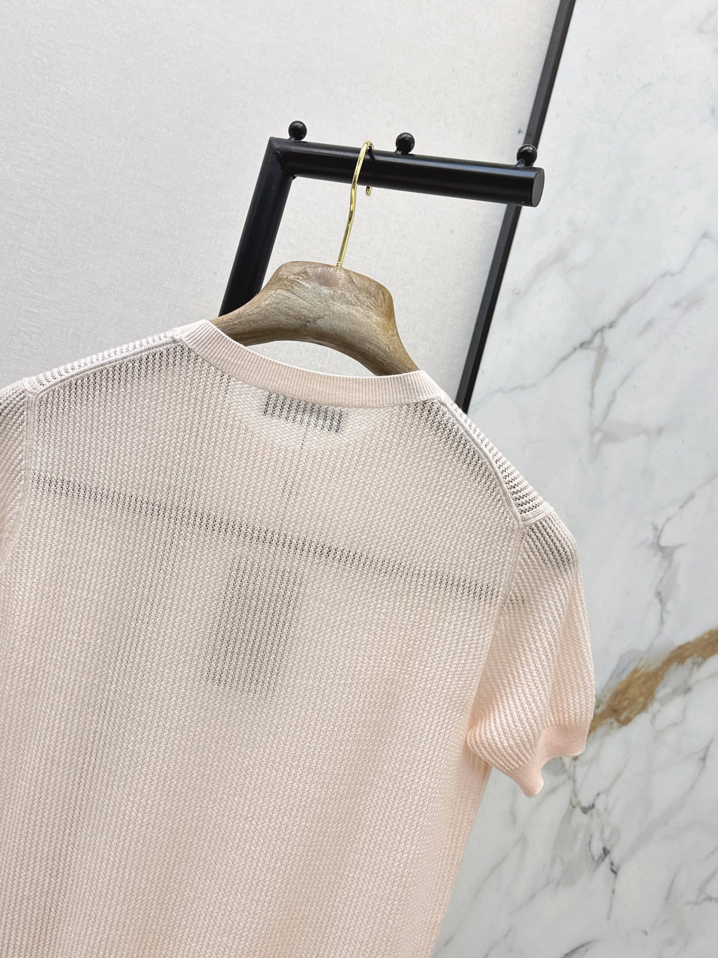 26SS NEW Hollow round neck age-reducing pink sweater