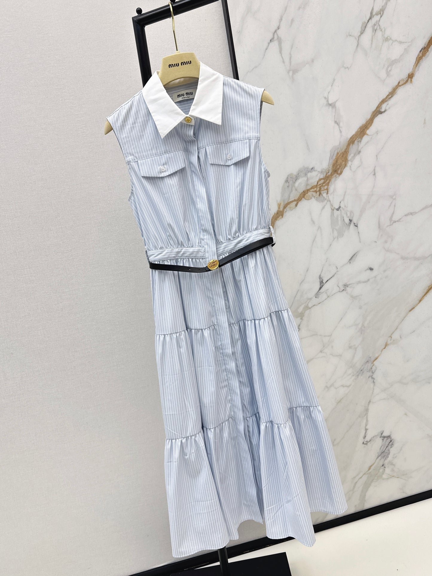 26SS NEW Contrast color lapel long dress