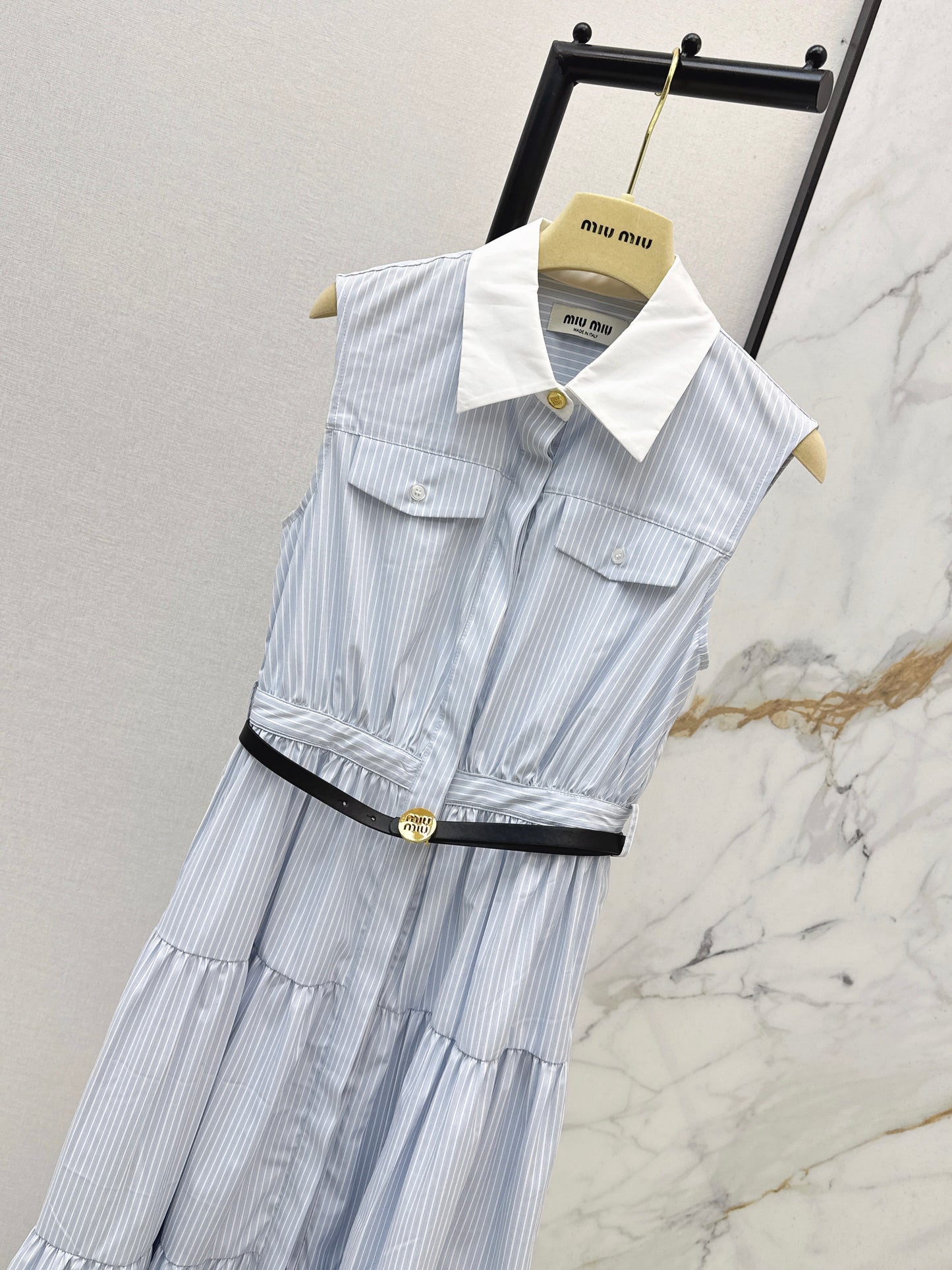 26SS NEW Contrast color lapel long dress