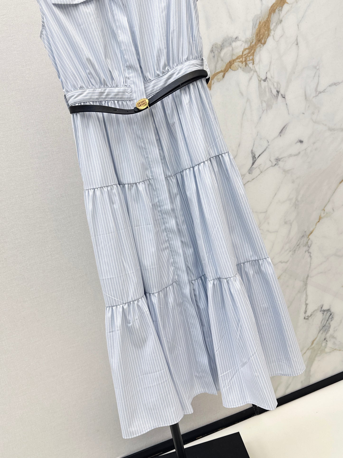 26SS NEW Contrast color lapel long dress