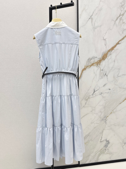 26SS NEW Contrast color lapel long dress