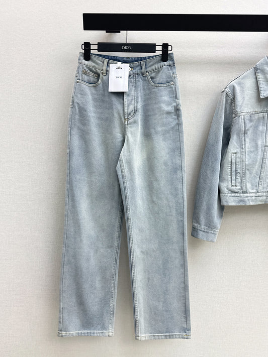 26SS NEW Distressed washed ink white jeans