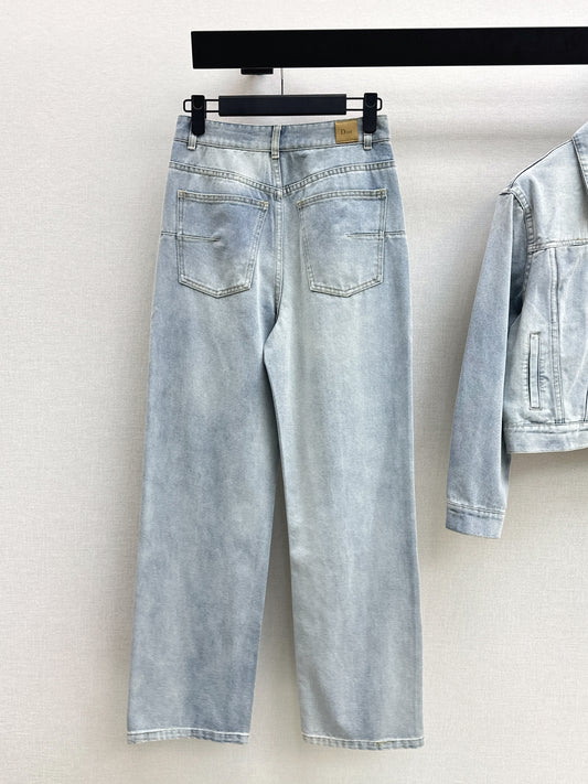 26SS NEW Distressed washed ink white jeans