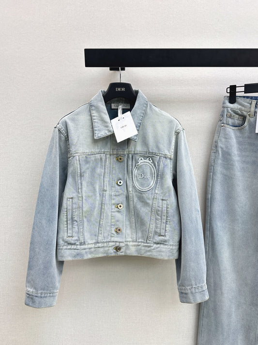 26SS NEW Distressed washed ink white denim jacket