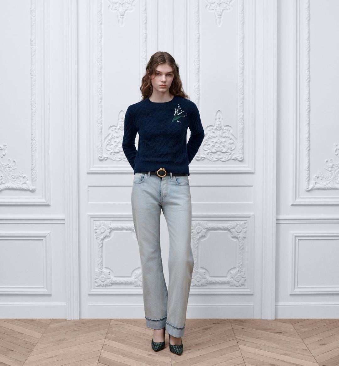 26SS NEUE Distressed-washed-Jeans in Tintenweiß