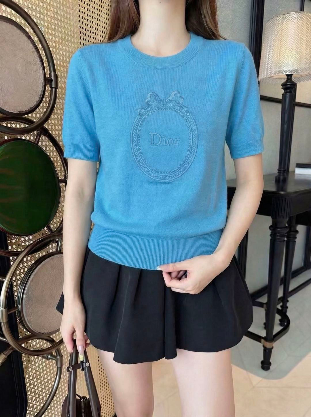26SS NEW logo embroidered short-sleeved sweater