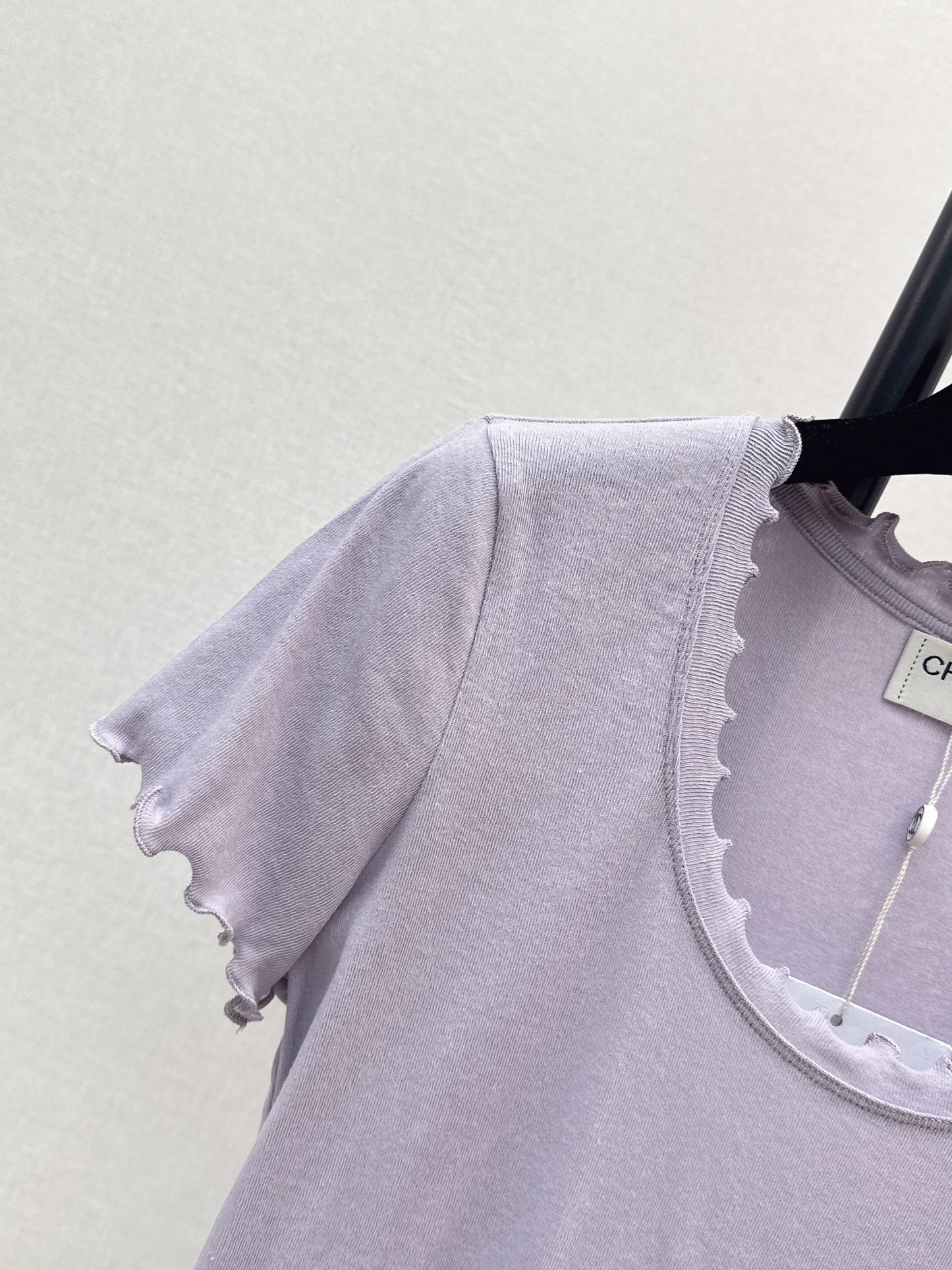 26SS NEW Classic logo beaded wavy edge U-neck T-shirt