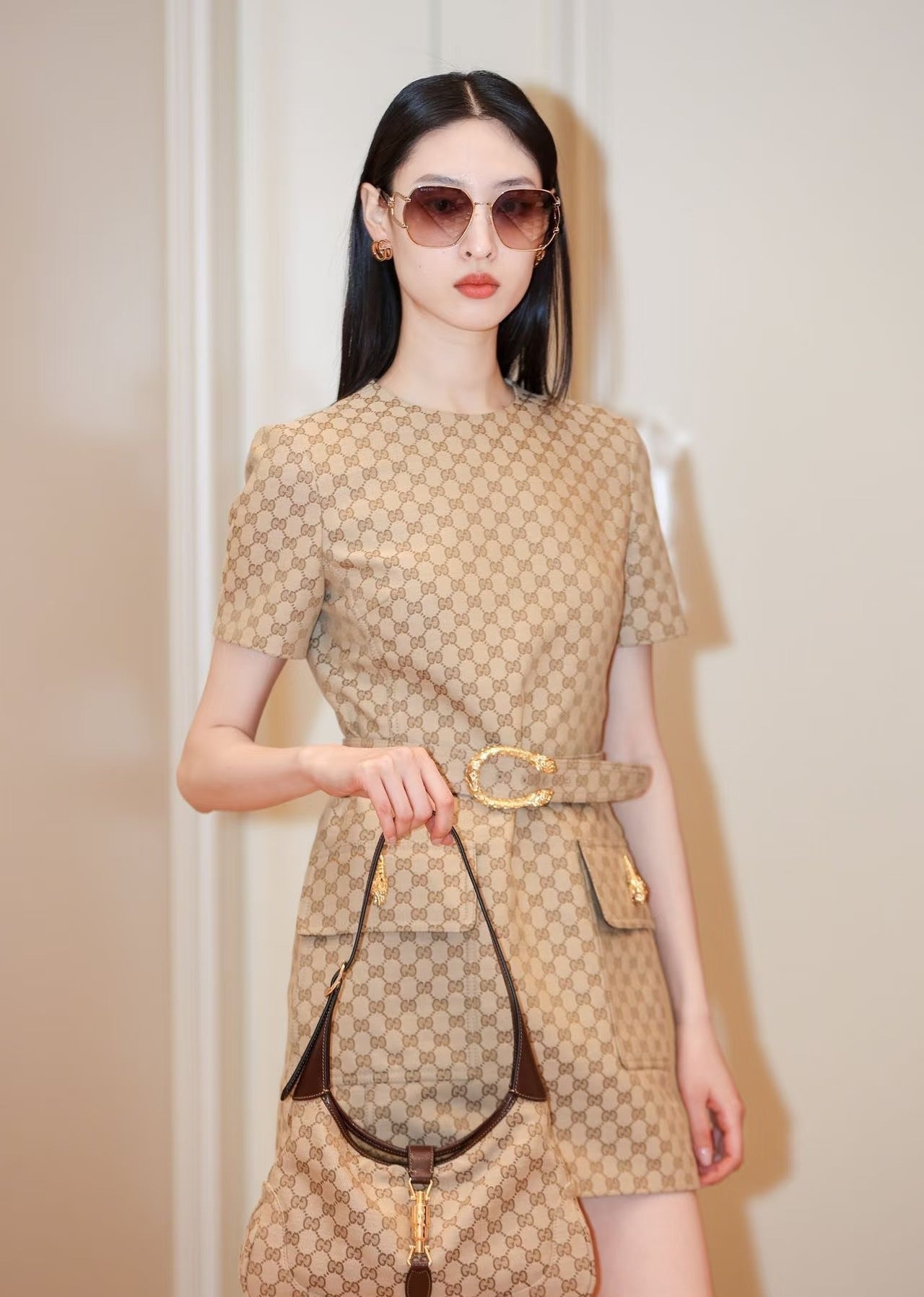 26SS NEW GG jacquard hardware embellished dress