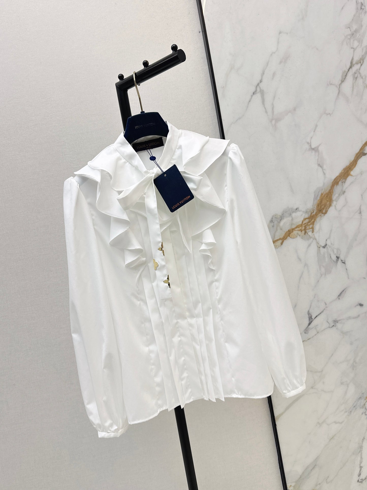 26SS NEW French romantic style ruffled lace white shirt
